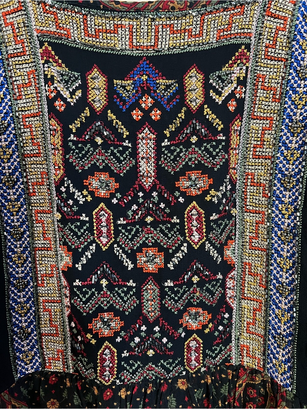 Anthropologie Akemi + Kin Munro Embroidered Beaded Boho Chiffon Dress Xsmall - Picture 8 of 8
